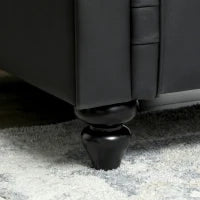 Poltrona da Salotto Stile Chesterfield in Finta Pelle PU con Gambe in Legno, Nero