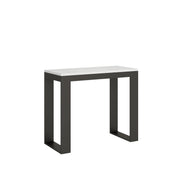 Consolle allungabile 90x40/196 cm Tecno Small Evolution telaio Antracite - Bianco Frassino