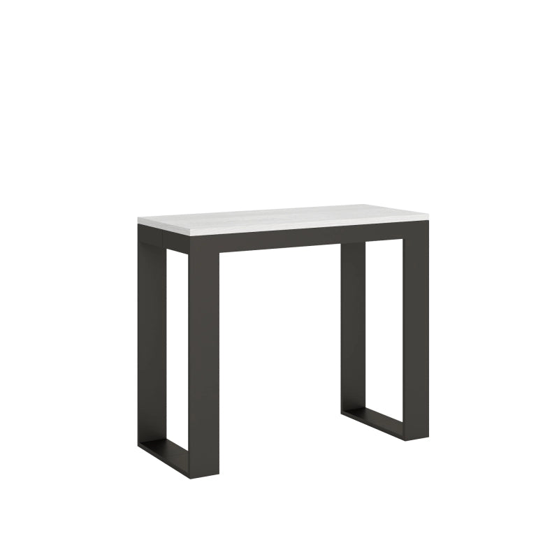 Consolle allungabile 90x40/196 cm Tecno Small Evolution telaio Antracite - Bianco Frassino