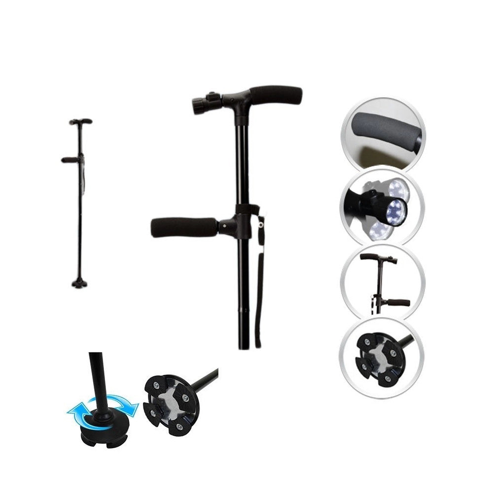 Trade Shop - Bastone Magic Cane Magico 2 Manici Torcia Pieghevole Regolabile Da Passeggio -