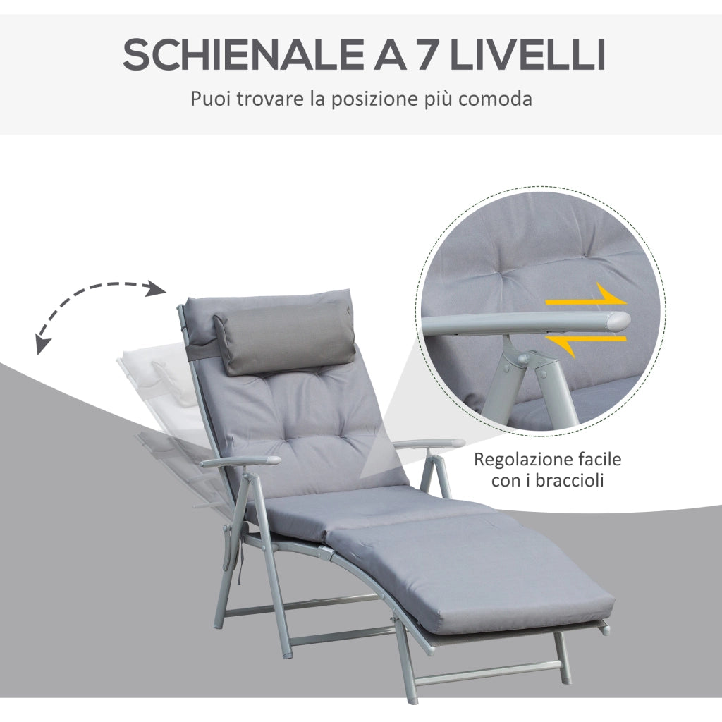 Sdraio Pieghevole Reclinabile ¨C zephmum ¨C Grigio 137x63.5x100.5 cm
