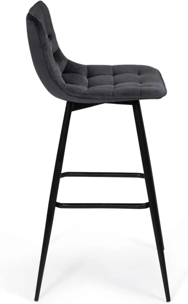 Set di 4 sgabelli da bar in velluto blu, grigio chiaro, grigio scuro, giallo MADY