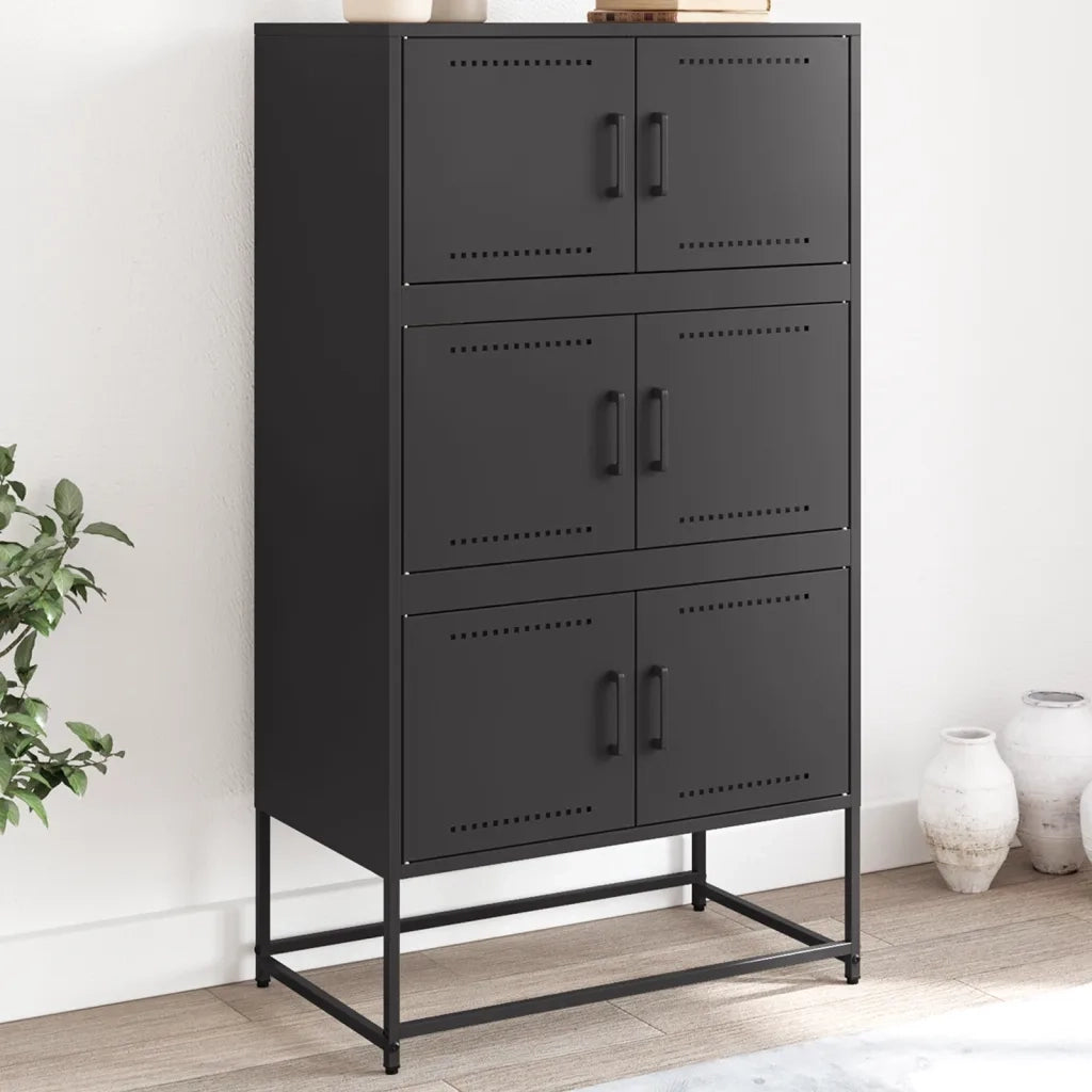 Credenza-Buffet-Armadio da cucina Nera 68,5x38,5x123,5 cm in Acciaio 954934