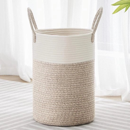 Wastafalletto per coperte, giocattoli e abiti sporchi - 30 litri, bianco e marrone