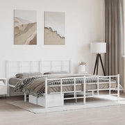 Giroletto con Testiera e Pediera-Struttura Letto Metallo Bianco 183x213 cm 728975