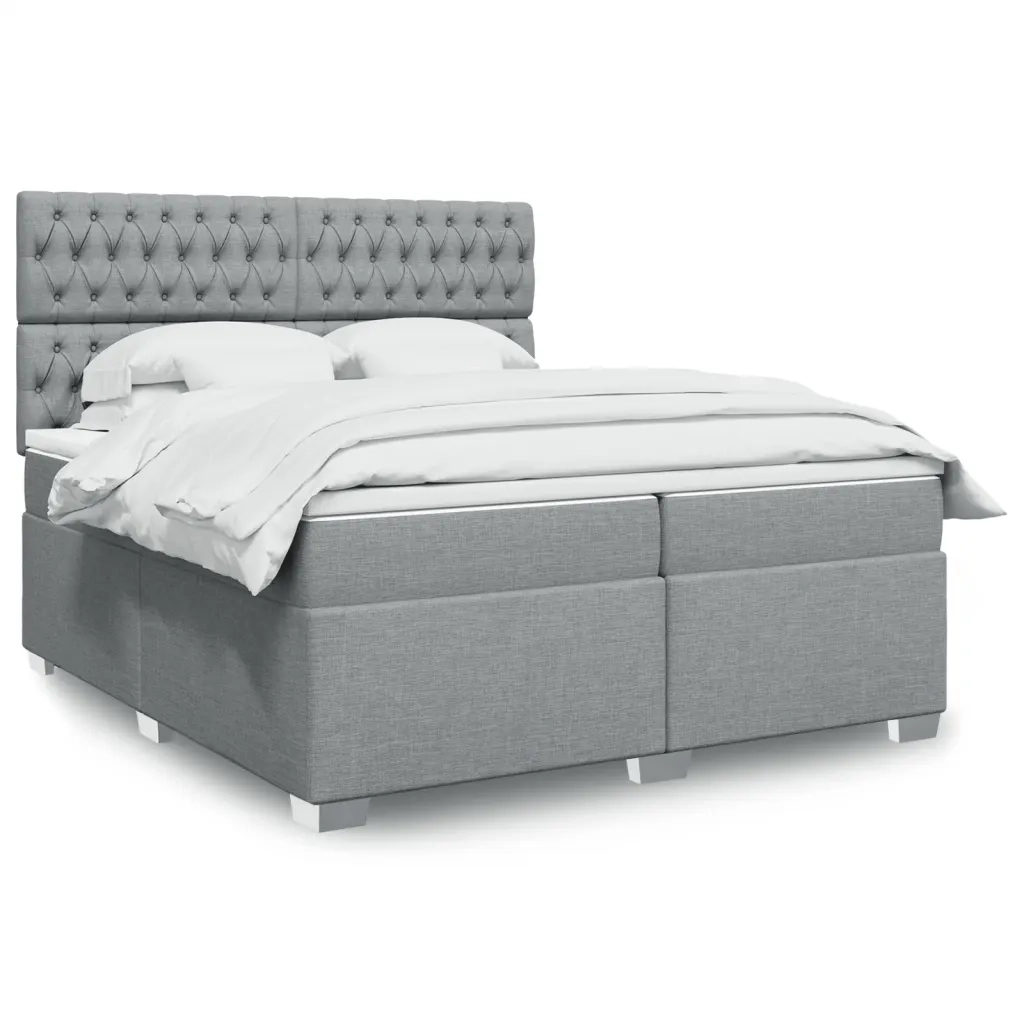 Giroletto a Molle con Materasso Grigio Chiaro 200x200cm Tessuto 3292902