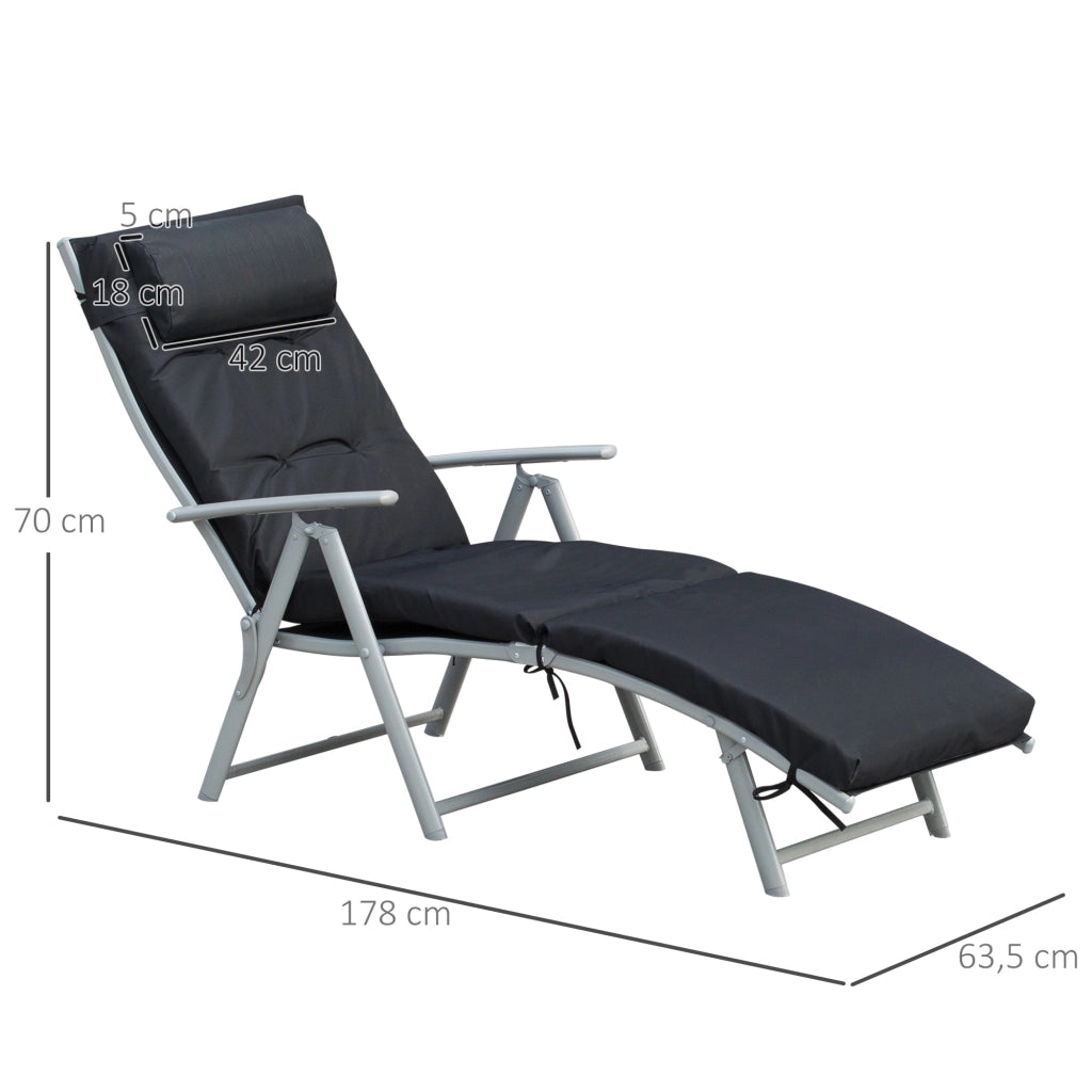 Sdraio pieghevole con cuscini ¨C zephmum ¨C Grigio 160x60 cm