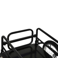 Carrello Bici con Pareti Pieghevoli, Gancio e 4 Catarifrangenti, in Acciaio e PE, 139x71.5x49 cm, Nero