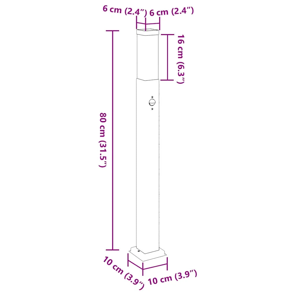 Lampioni a paletto con sensore 3 pz 80 cm neri IP44 4006080