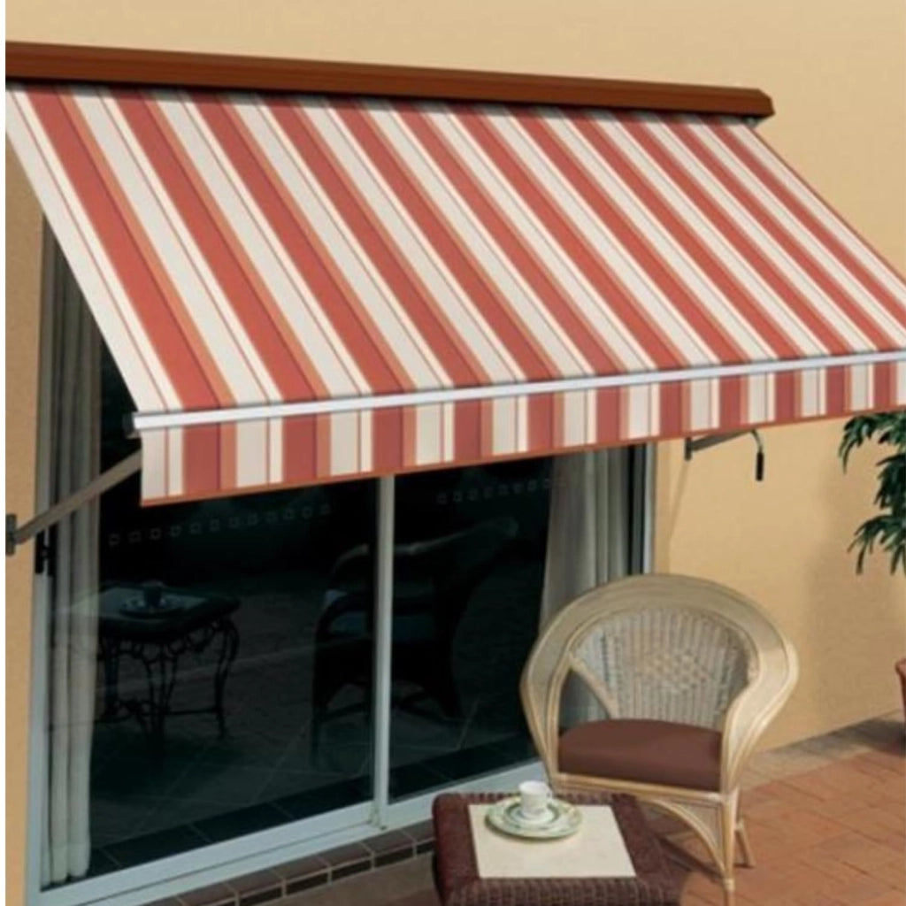 OWIJI Tenda Sole Esterno A Caduta Bordeaux Crema A Manovella Dimensioni 100 x 250 cm Telo Ombreggiante Tessuto Anti UV Ufficio Giardino Balcone