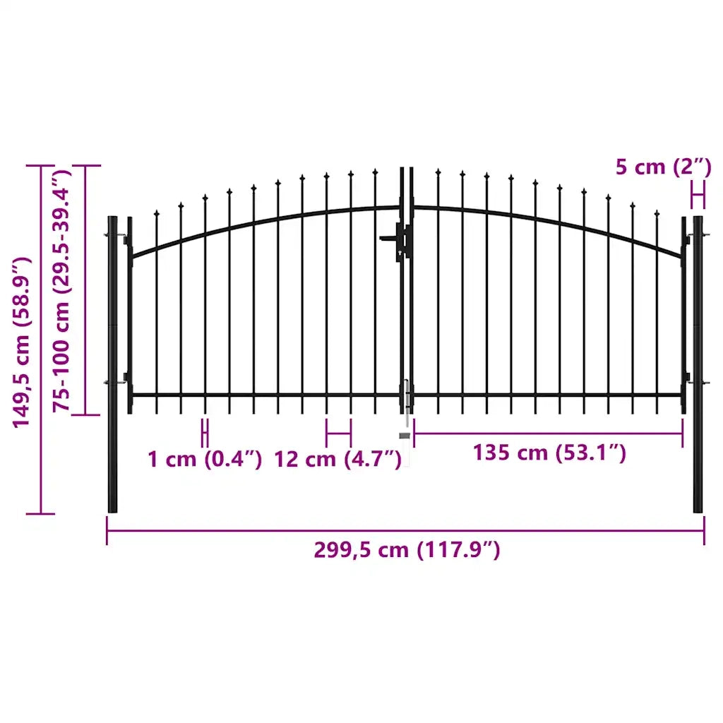 Cancello per recinzione a doppia porta Woerden con punta a lancia 299,5x149,5 cm 144359