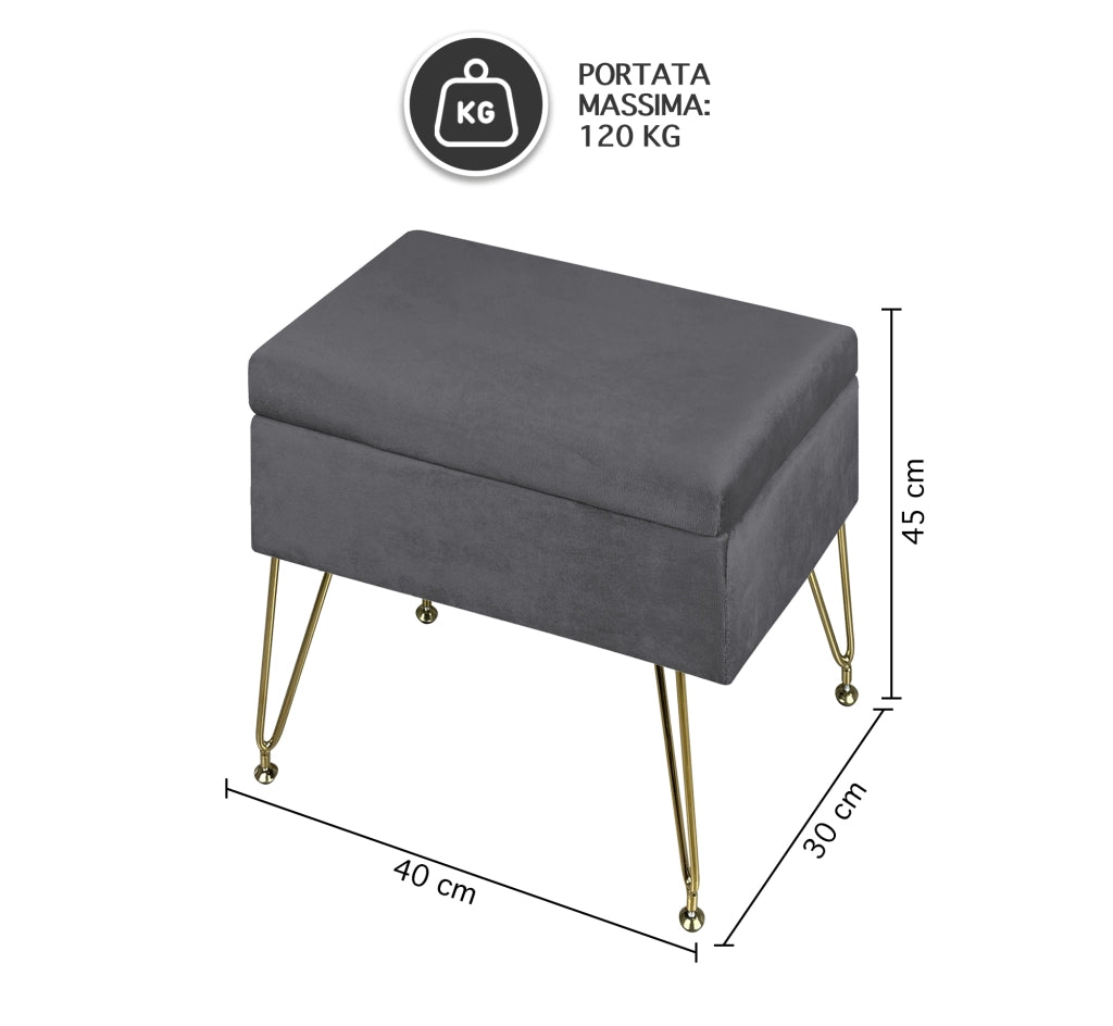 Pouf Panca Imbottita Divanetto In Velluto Contenitore PortaOggetti Panca Sgabello A Pie Di Letto Con Gambe In Metallo Dorato Cassapanca Scarpiera Ingresso Legno Massello Panchina  - Stone