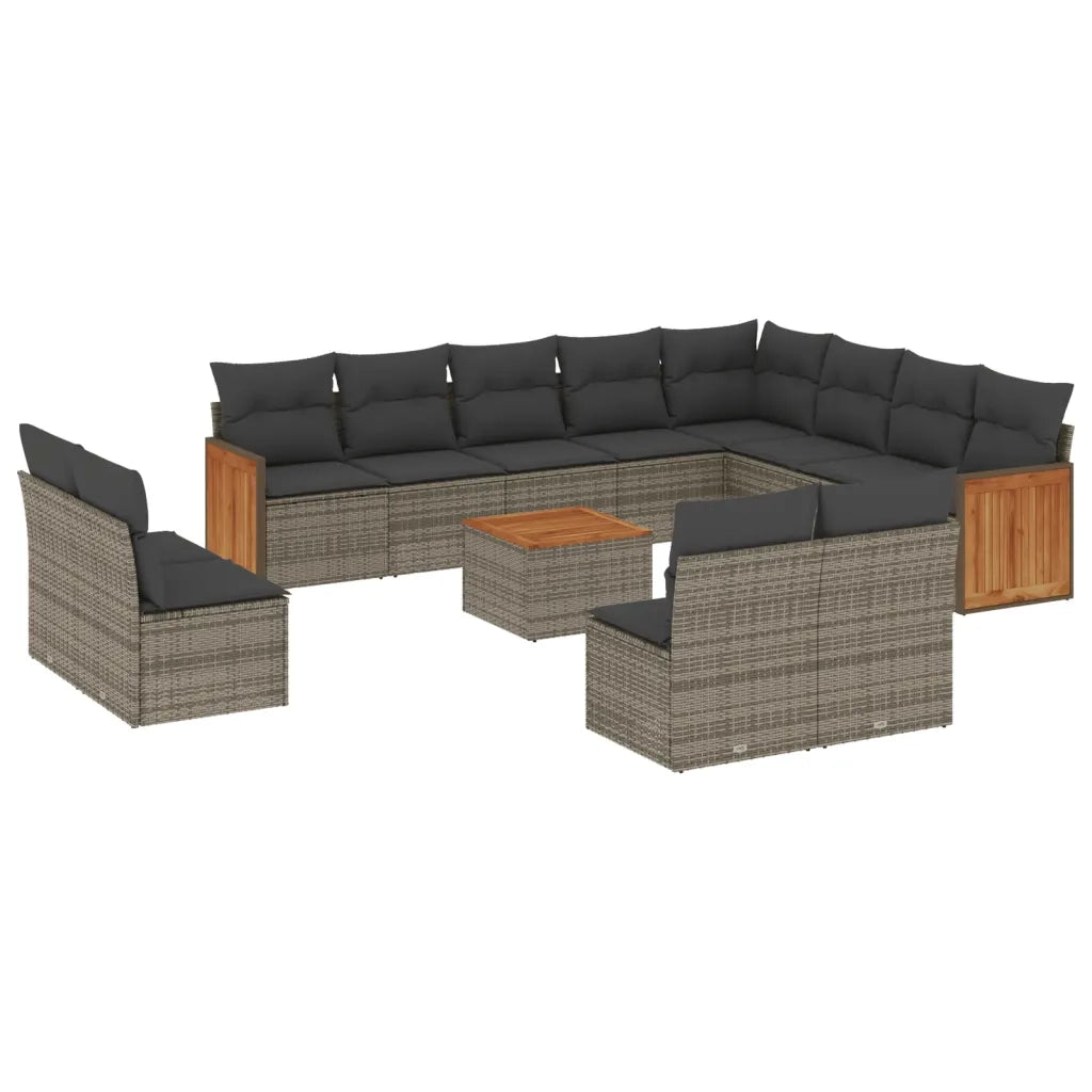 Set Divani da Giardino 13 pz con Cuscini Grigio in Polyrattan 3260562