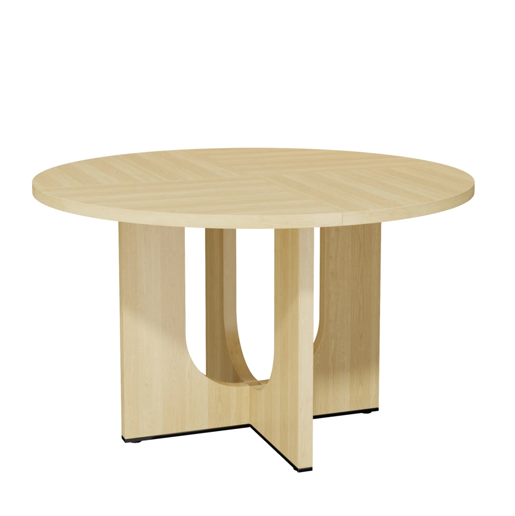Tavolo da pranzo rotondo 120 cm in MDF effetto rovere; stile nordico; per 4-6 persone