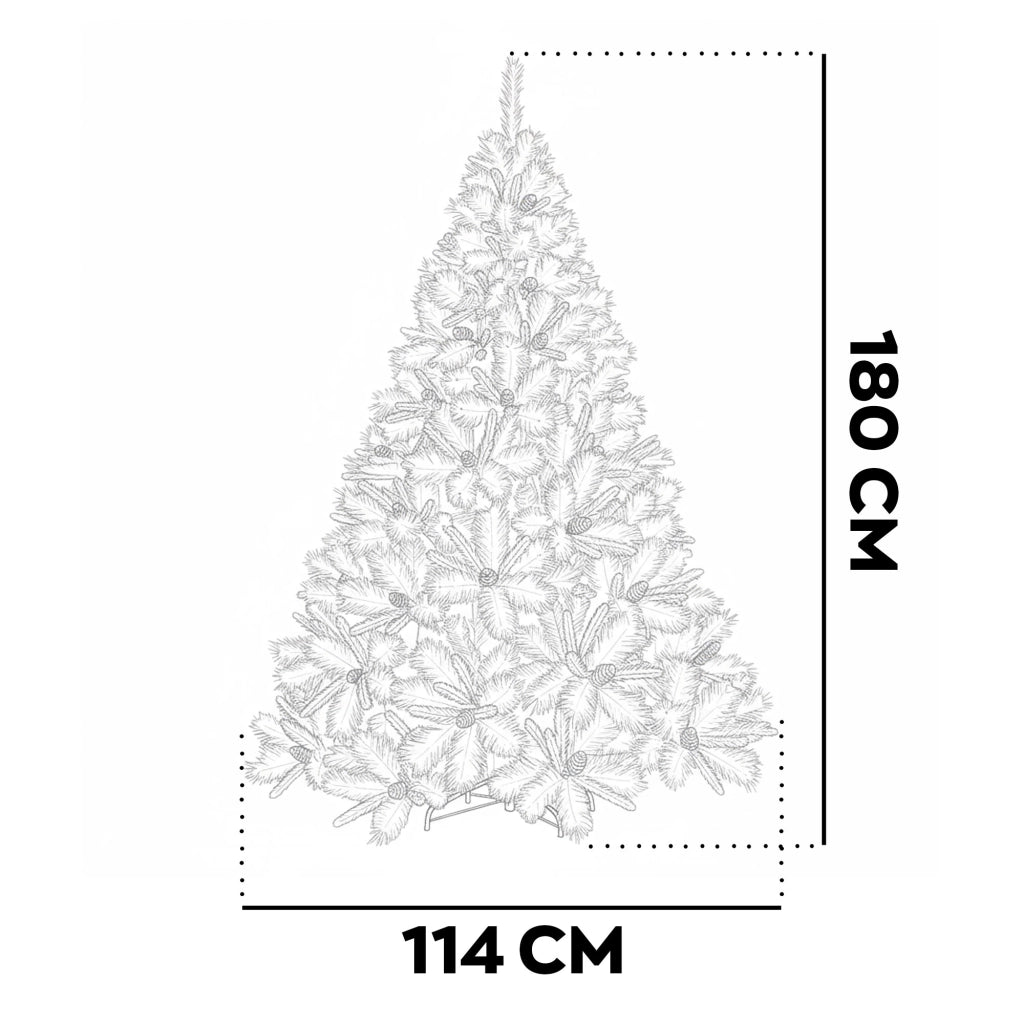 Alabaster - Albero di Natale Tradizionale con Pigne in PVC e PP Ø114x180H cm, 668 Punte