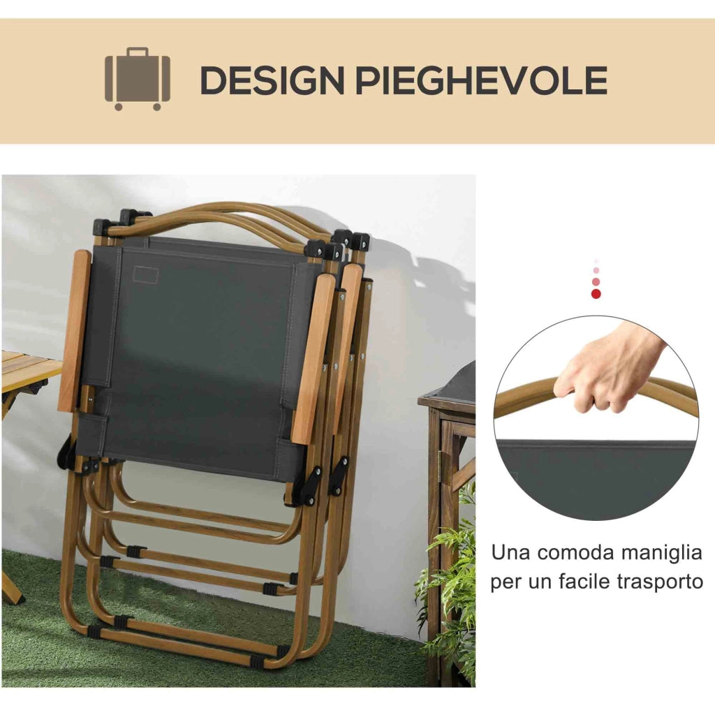 Set 2 Sedie per Esterni 54x59x78 cm Seduta in Tessuto Oxford e Acciaio  Grigio