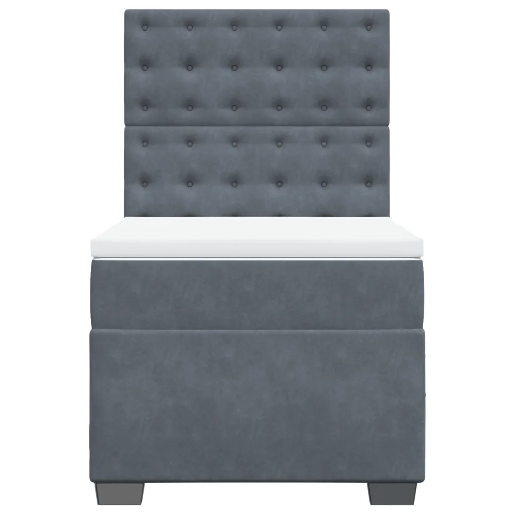 Giroletto a Molle con Materasso Grigio Scuro 90x200 cm Velluto 3290823