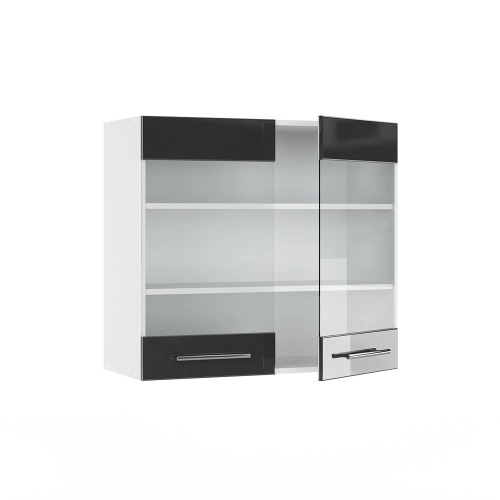 Vicco Mobile da cucina in vetro Antracite lucido 80 cm