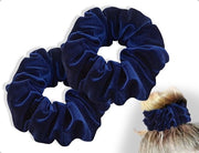 Set di elastici per capelli da 2 pezzi - Elastici per capelli spessi - Fascia per capelli in velluto - Cintura elastica morbida - Duraturo - Disegno blu marino