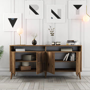 Madia Thuile, Credenza 2 Ripiani, 160x35x78h cm Marrone Noce