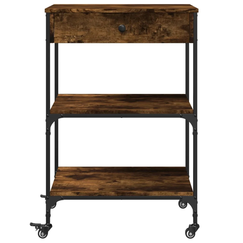 Carrello da Cucina-Scaffale per Cucina Rovere Fumo 60x48x89,5 cm Legno Multistrato