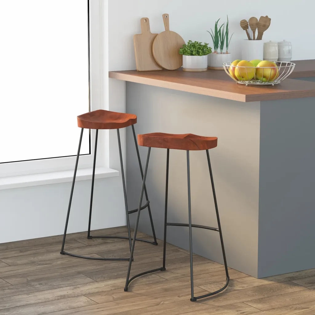 Sgabelli da Bar Gavin 2 pz 50x40x78 cm Legno Massello di Mango 344916