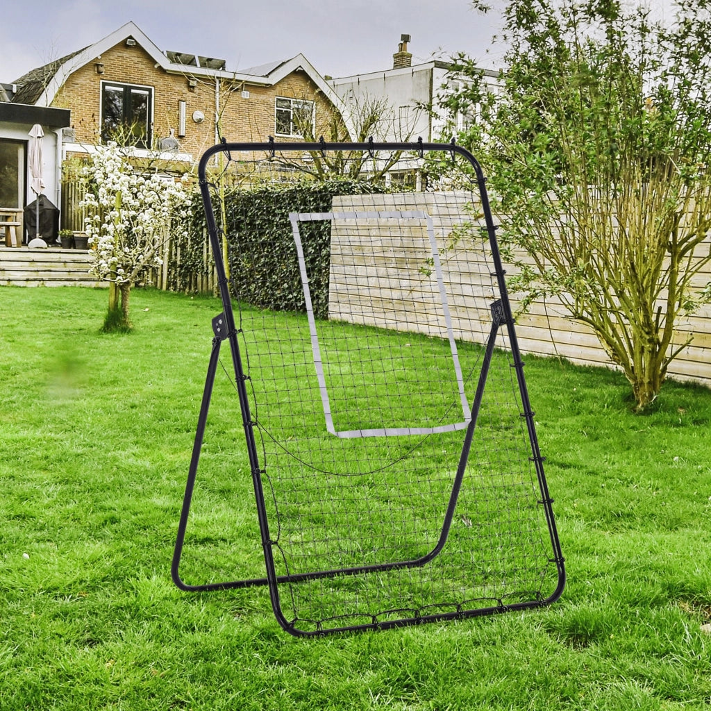 EasyComfort Rete da Calcio Rebounder Pieghevole con Bersaglio, Altezza e Angolazione Regolabili, Metallo e PE, 123x73x178.5cm, Nero