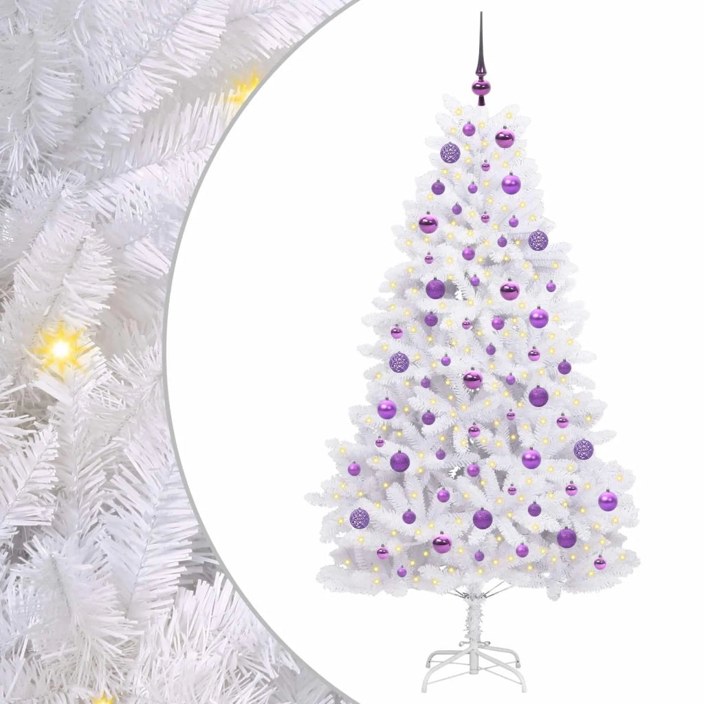 Albero di Natale Artificiale con Rami Pieghevoli Bianco 180 cm