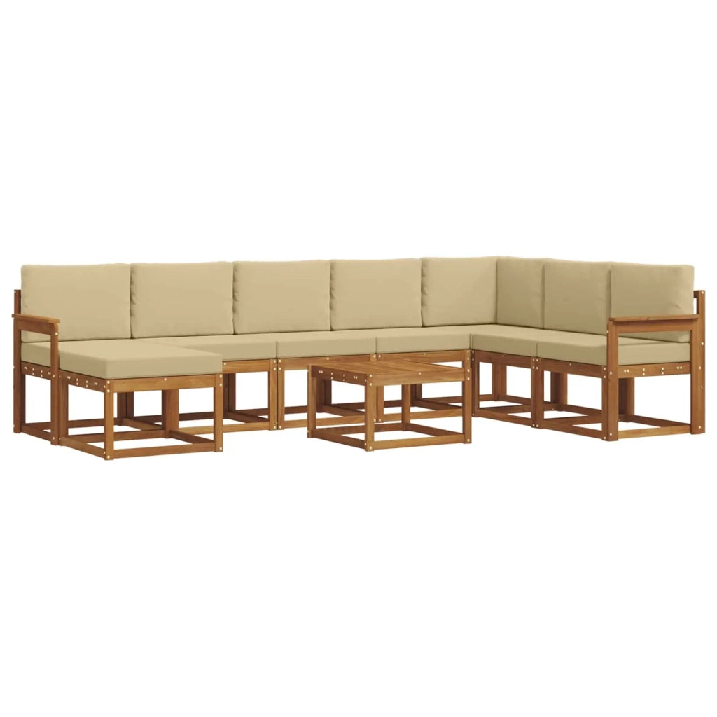Set di divani da esterno con cuscino 9 pcs Naturale e Beige 3366841
