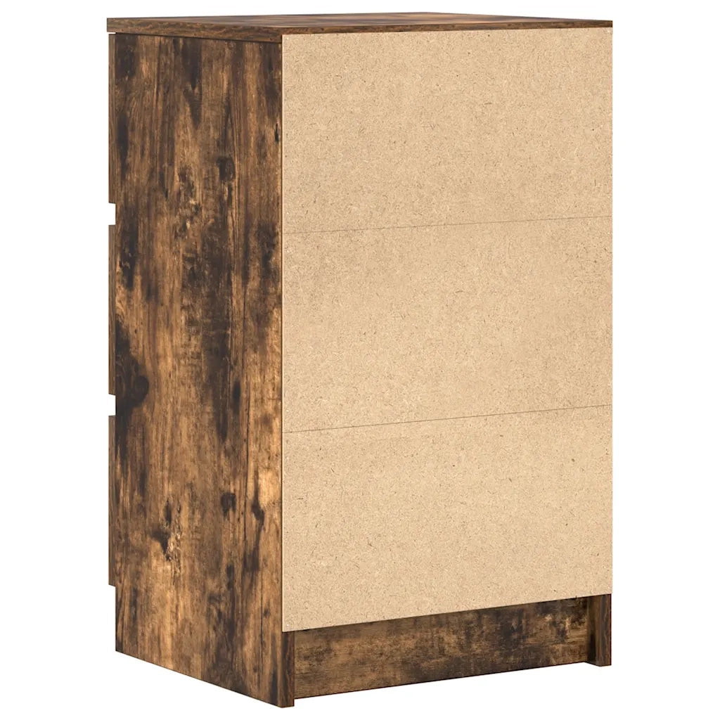 Comodini con 3 Cassetti 2 pz Rovere Fumo 39x35x65 cm
