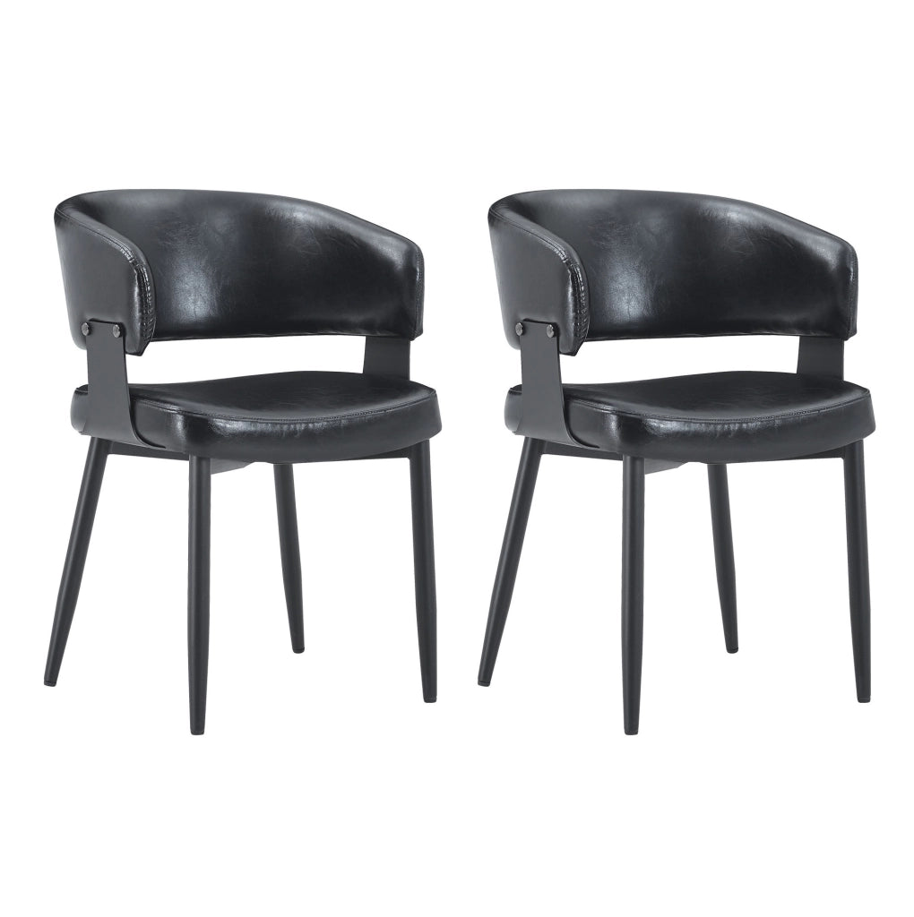 Sedie da pranzo 2 pezzi 77,3 cm in PU nero, stile Mid-Century moderno