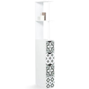 IDMarket - Scaffalatura per toilette a 3 ante in legno bianco con piastrelle in cemento grigio WILLY