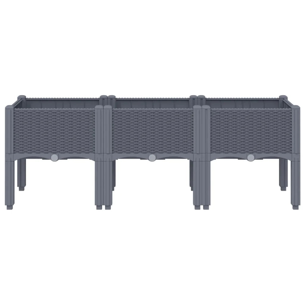 Fioriera rialzata per piante fiori patio giardino con gambe 120 x 40 x 42 cm PP grigio 02_0038150