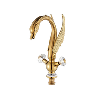 ADRIAN| Rubinetto per bagno grande di design in acciaio inossidabile aspetto cigno di lusso dorato |Miscelatore alto per lavabo independente