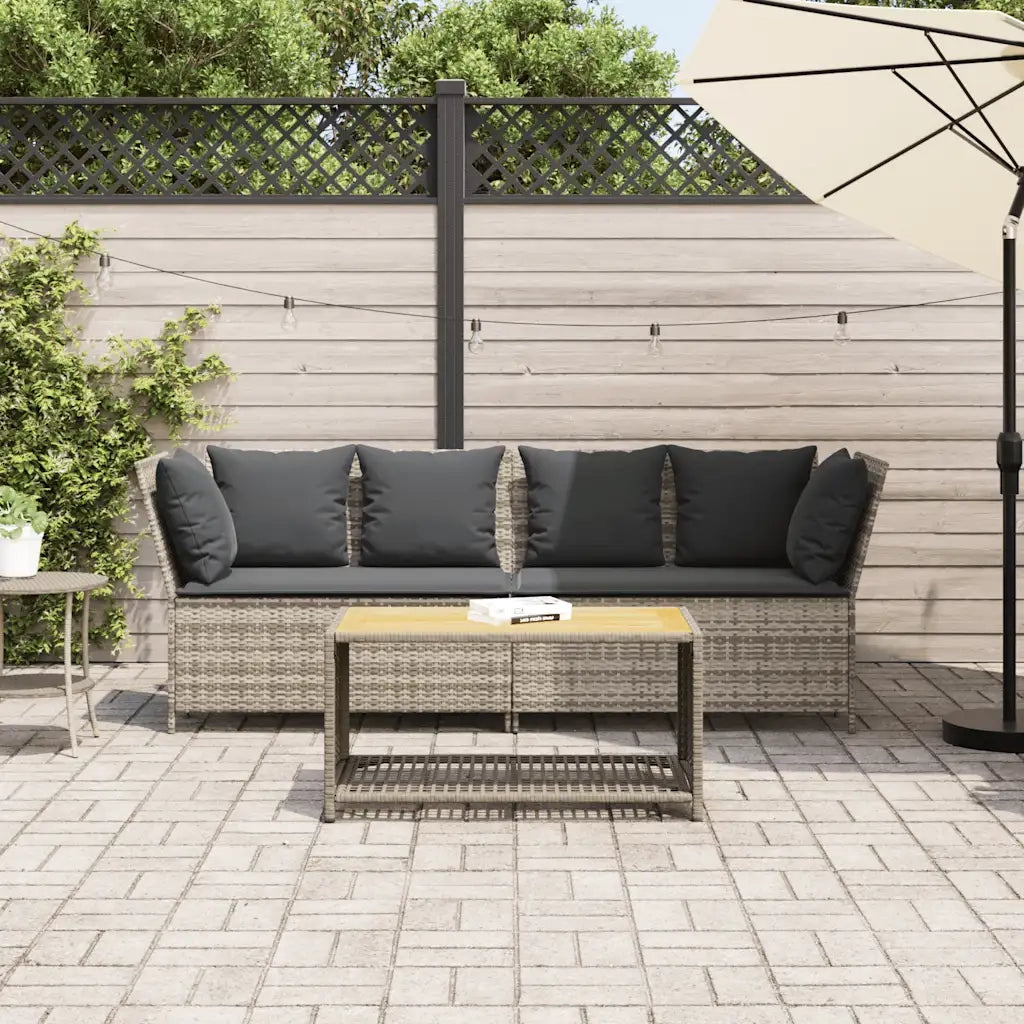 Divano da Giardino con Cuscini-Sofa da Giardino-Divano da esterno in Polyrattan Grigio Chiaro