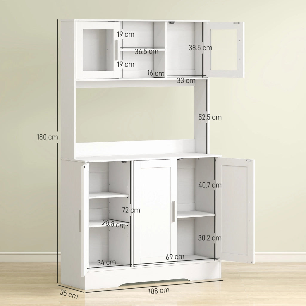 Armadio Dispensa con Ante e Ripiani ¨C Zephmum ¨C Bianco 108x35x180 cm
