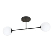 Plafoniera Moderna Morrigan 2 Luci In Acciao Nero E Sfere In Vetro Bianco