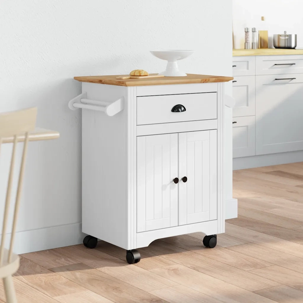 Carrello da Cucina BODO Bianco e Marrone 72x45x80 cm CFW6297705