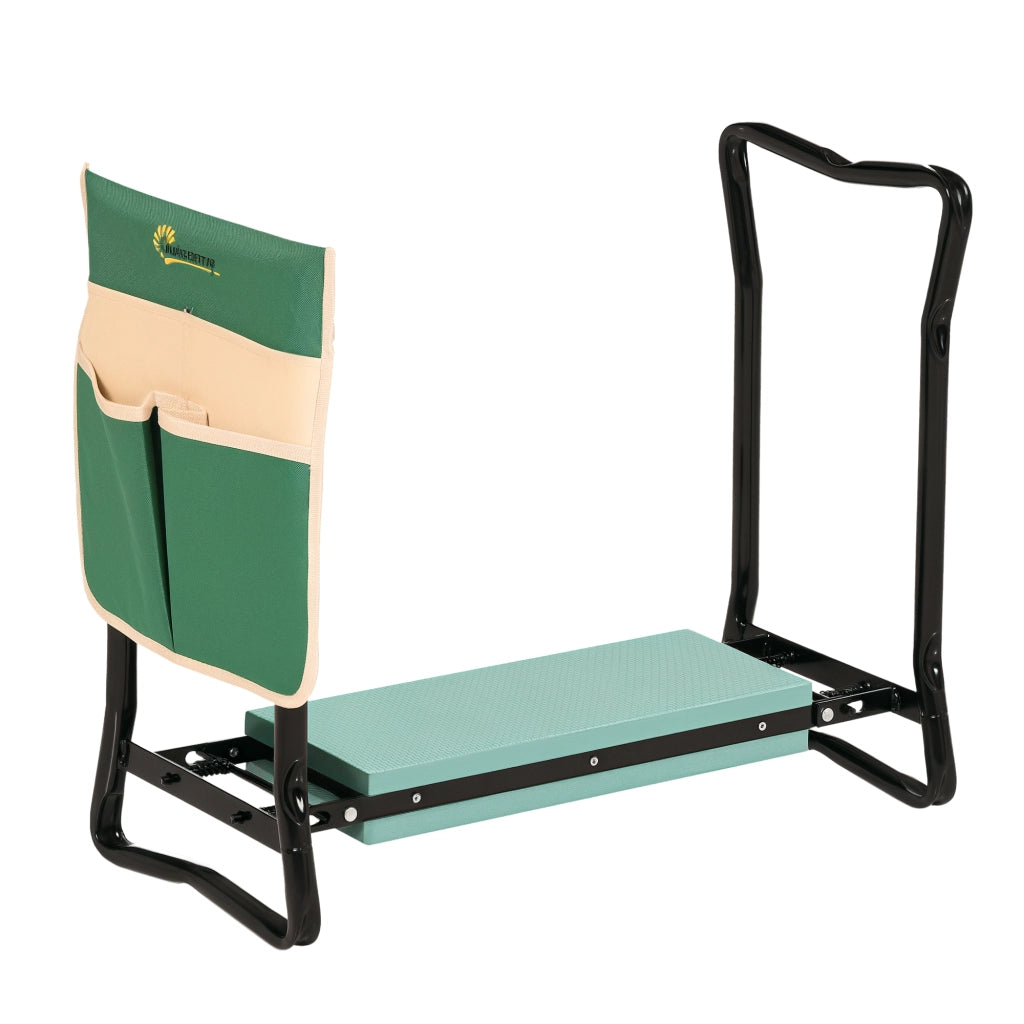 Sgabello Giardino Pieghevole ¨C Xylo ¨C Cuscino Verde con Tasca Portaoggetti