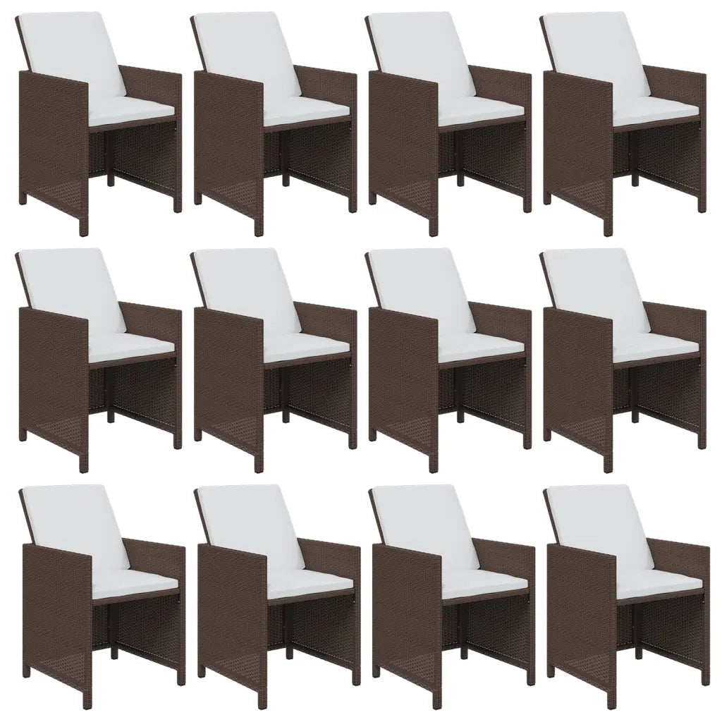 Set da Pranzo per Giardino 13 pz con Cuscini Polyrattan Marrone cod mxl 38873