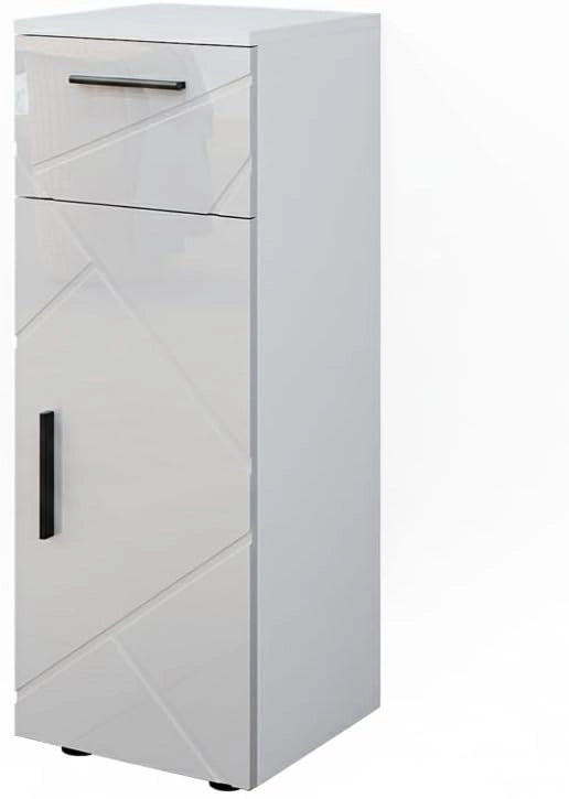 Mobiletto bagno Irma, Bianco lucido, 30 x 81 cm, per la conservazione in bagno, abbinabile alla serie Irma