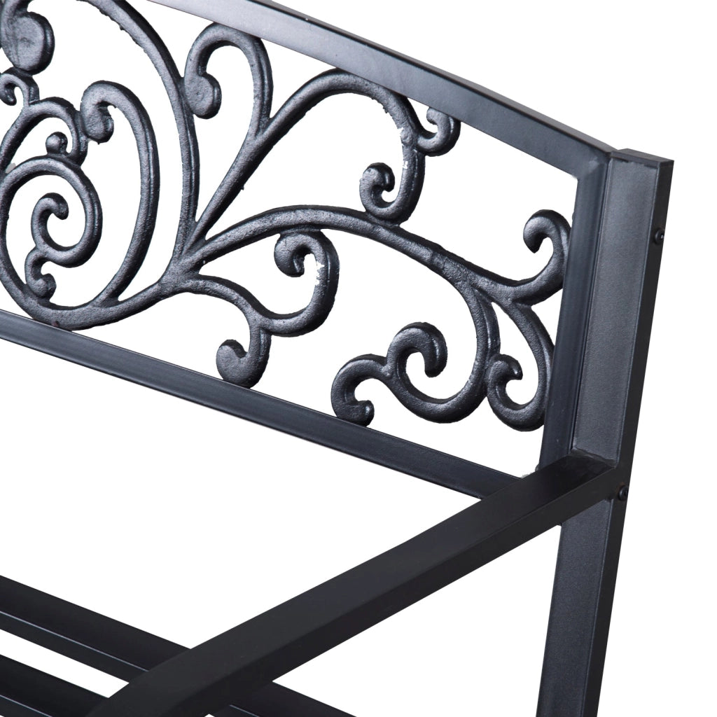 Panchina da Giardino 2 Posti 127x60x87 cm in Metallo Nero