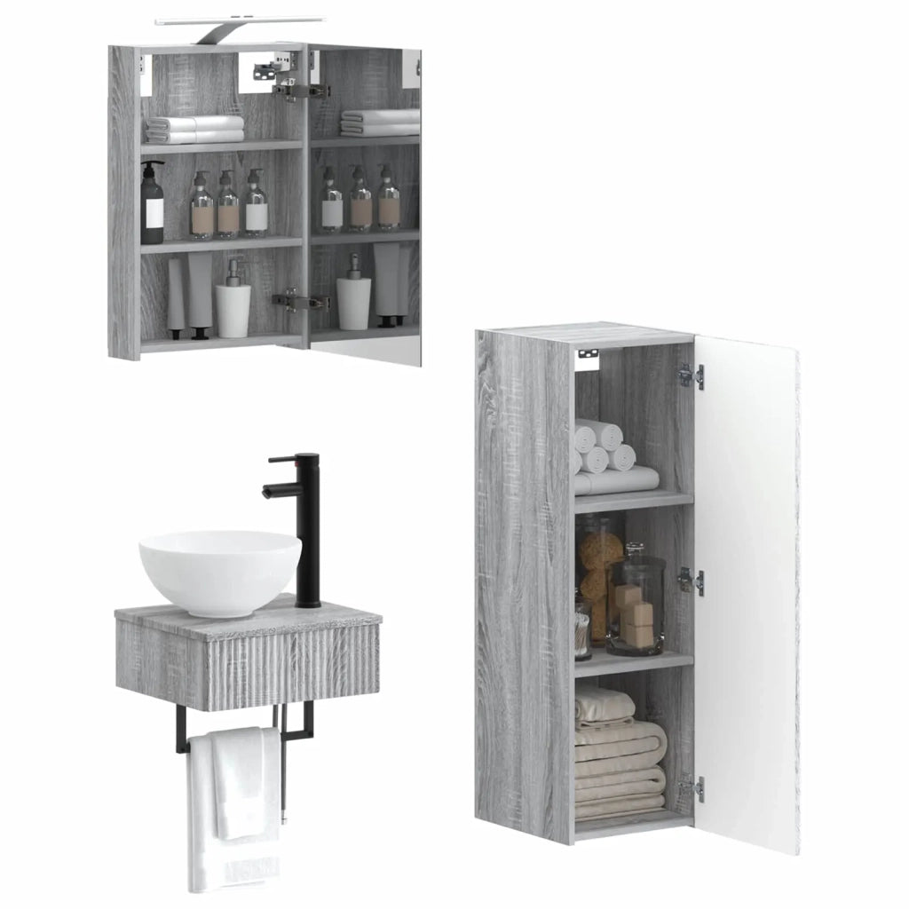 Set di Armadi da Bagno 4 pcs Sonoma grigio 40 x 10,5 x 60,5 cm 3407364
