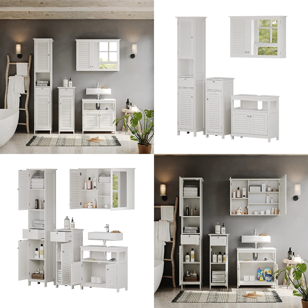 Vicco Set di mobili da bagno Bianco 4 parti, opzione 1