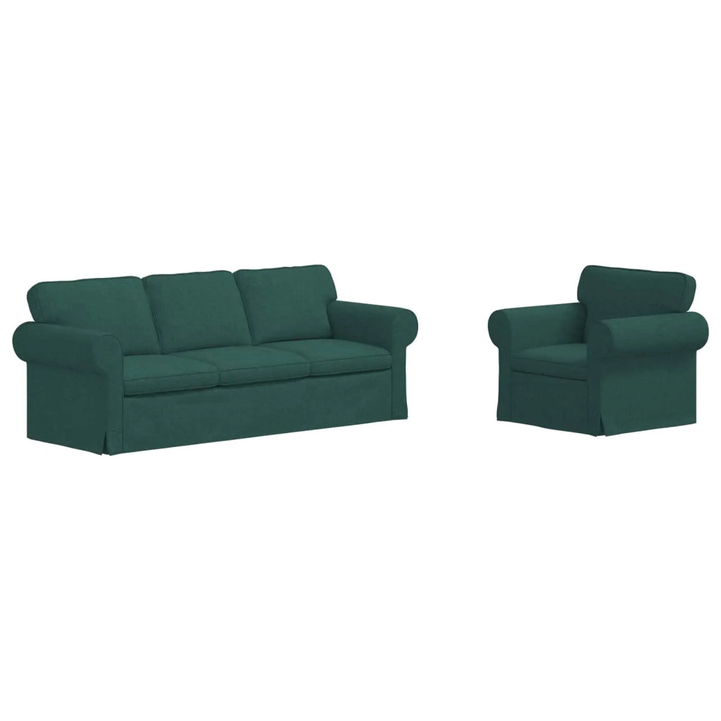 Set di divani 2 pcs Verde Scuro 215 x 82 x 80 cm Tessuto