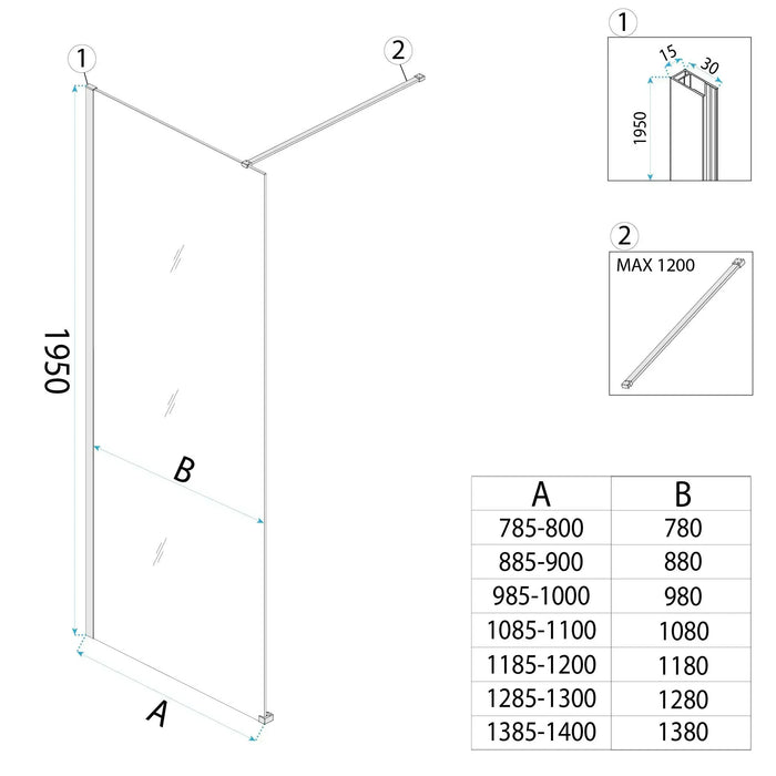 Parete Doccia Rea Flexi Brown / Brush Gold 120
