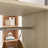 Armadio Aperto con 6 Ruote, 120L x 40P x 128A cm, in Legno, Color Naturale