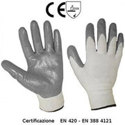 Set di 10 guanti da lavoro SEBA 500NBR ECO: Nylon spalmato in nitrile colore grigio certificati per il rischio meccanico