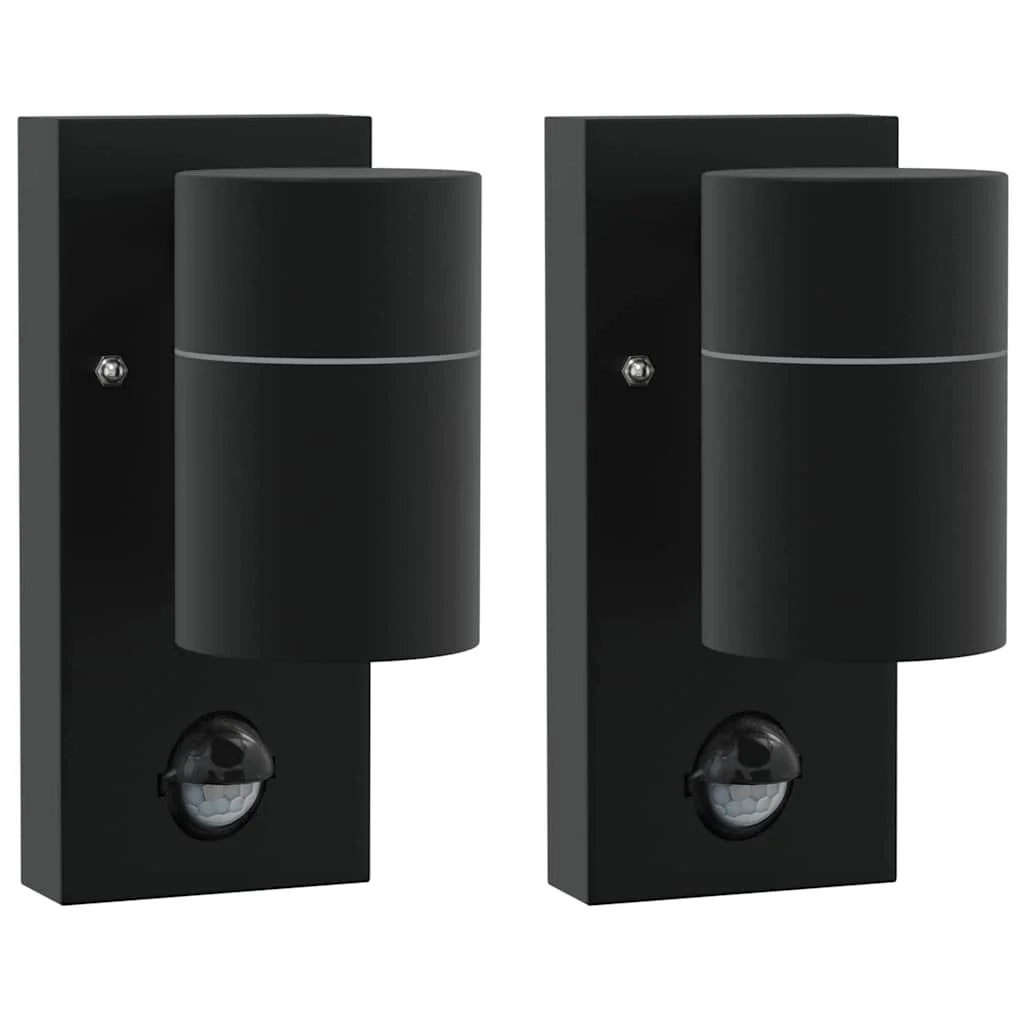 Set di 2 applique da esterno dal design moderno 6,5 x 10,5 x 16 cm in acciaio inox nero 02_0056538