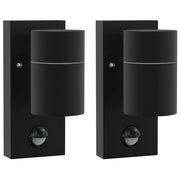 Set di 2 applique da esterno dal design moderno 6,5 x 10,5 x 16 cm in acciaio inox nero 02_0056538